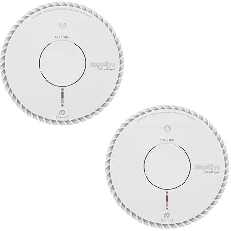 AngelEye Lot de 2 Détecteurs de Fumée Optique NF Piles 5 Ans AE6615-FRR-T2 (Nouvelle génération, remplace Ingenious TPST-AE625-FRR)