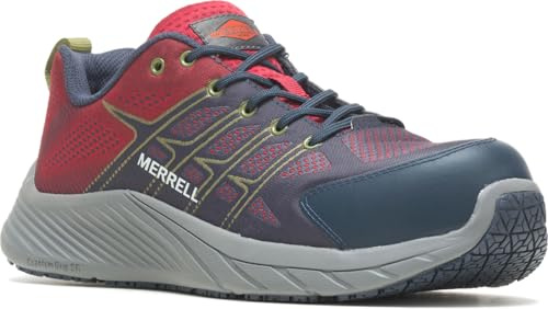 Merrell Moab Flight CF/Dahlia, Men's, Red/Gray, Comp Toe, EH, Slip Resistant, Low Athletic, Work Shoe (12.0 M)