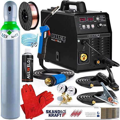 Spartus EasyMIG 200-200A 3 in 1 Vollsynergisches MIG MAG Schweißgerät Schutzgas und Fülldraht mit Lötschweißen und Induktivitätsregelung - DC WIG und MMA