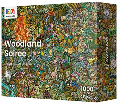 Woodland Soiree - A Hidden Message Mystery Jigsaw Puzzle for Adults - 1000 Pieces, Beautifully Detailed 70x50cm Frameable Art