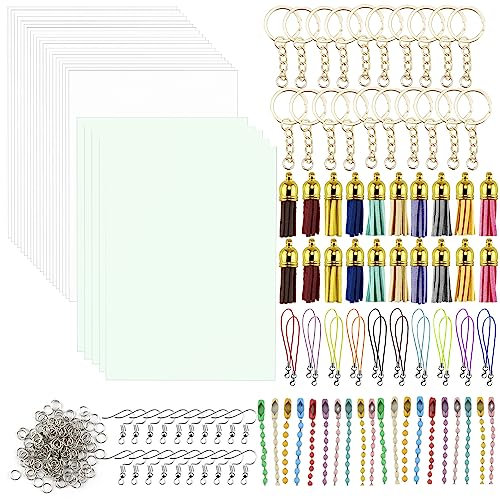 QIQN Schrumpffolie Set Schlüsselanhänger Schrumpffolien Set Schrumpffolie zum Basteln Leuchtenden Schrumpfpapier für Familien Kinder DIY Creative Craft Abzeichen Schmuck Anhänger (25)
