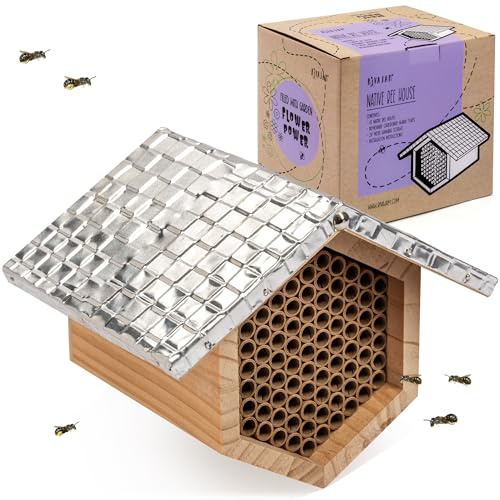 Rivajam Beekeeper Pro Mach II Mason Bee House - Strong + Waterproof Bee Hotel & Insect Habitat - Replaceable Mason Bee Tubes Filled Bee Houses for The Garden - Pollinator House Gardening Gifts