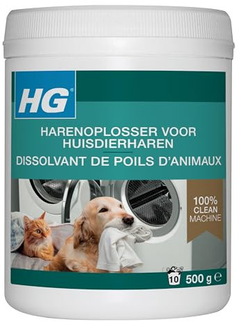 HG Disolvente de pelo para mascotas, Eliminador de pelo para ropa y textiles, Depiladora de pelo y pelo de gato para lavadora, apto para mascotas y seguro para lavadora - 500g