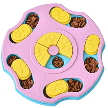 LAWALEISHE Dog Puzzle Slow Feeder Toy, Puppy Treat Dispenser Slow Feeder, Interactive Toys for Dogs Training Funny Feeding, Improve IQ Puzzle Bowl for Puppy Slow Feeder to Aid Pets Digestion (Pink)