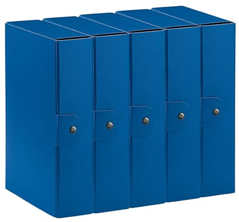 Esselte C28 Eurobox 390328050 - Carpeta de proyectos para archivar, cierre con botón, 25 x 35 cm, lomo de 8 cm, azul, paquete de 5 unidades