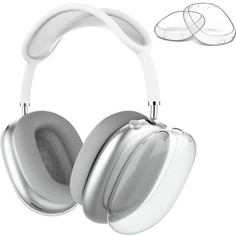 Custodia Coperchio per AirPods Max Cuffie di MMOBIEL - Custodia Trasparente in TPU Morbido Copri i Padiglioni Auricolari - Protettiva Antigraffio – Trasparente