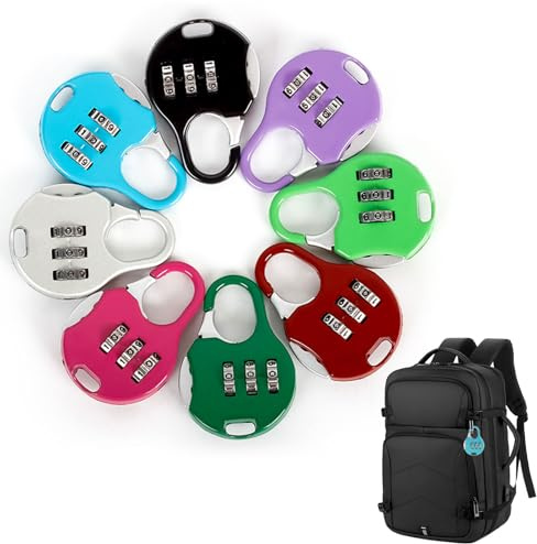 8 Stück Mini-Vorhängeschloss, 3-stelliges Zahlenschloss, Zurücksetzbar, Mini Schloss, Kofferschloss für Fitnessraum, Schließfächer, Reisen (8 Farben)