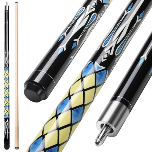 ASMPCUE Pool Cue Stick, 58 Inch 20oz Billiard Cue Canadian Maple Pool Cue 13mm Tips for Professional Pool Cue Players, 1/2 Maple Cue Sticks for Billiard Table Sports, Yellow(cue only)