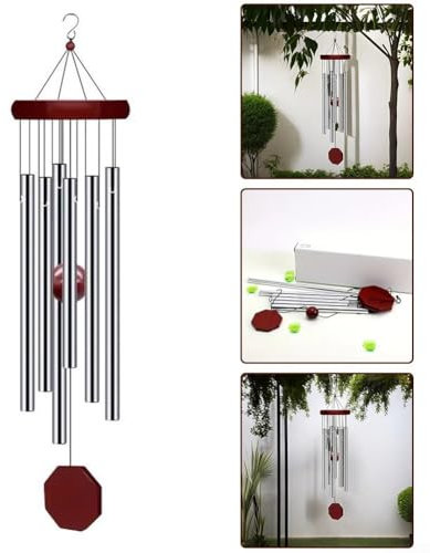 Campanelli a vento da 32 pollici con toni profondi, fatti a mano in legno massello e alluminio per la decorazione esterna