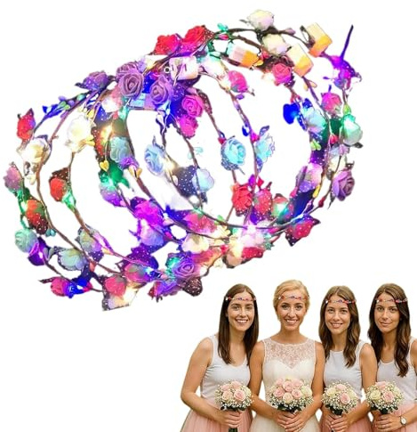 LED Blomsterkrans Hårband Med LED Lysande Hårband För Kvinnor | 10 Stycken Moderna Hårprydnader För Födelsedagar Bröll Strandfester Halloween