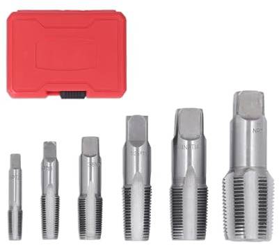 6 st rörkran NPT-set, kolstål gänggänggänga verktygssats för PVC-rör, handgängning VVS-kran, för vattenrörsfogar, exakta trådar, syltrörtrådar, 1 tum, 3/4 tum, 1/2 tum, 3/8 tum, 1/4 tum, 1/8 tum