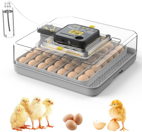48 Egg Incubator Fully Automatic Incubator Electric Egg Brooding with Humidity &Temperature Control, Automatic Egg Turning, Egg Candler Incubator for Chicken Duck Goose & Quail