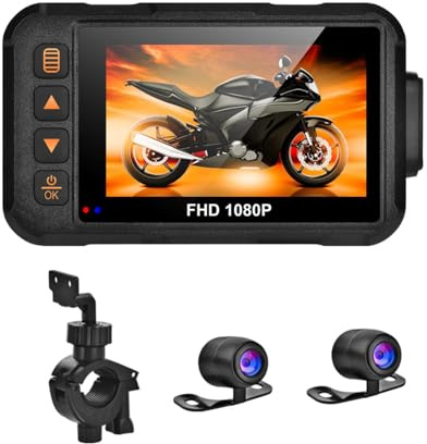 Cámara De Salpicadero Moto Delantera Y Trasera 3 Pulgadas Grabar Coches Motocicletas,Motocicleta, Grabación En 1080P, Resistente Al Agua Gran Angular, Vista Frontal A