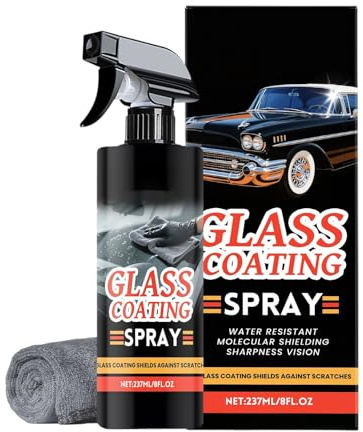 Limpiador de vidrio de automóvil: spray de limpieza parabrisas automotriz, brillo de ventana sin rayas | Agente de lavado de vidrio de vehículo, fórmula anti-fog de cuidado, líquido de esmalte de