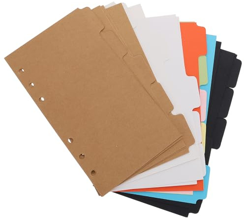 Milisten Intercalaires de Classeur en Papier 20 Pièces Onglets Colorés, Format A6, Perforés pour Classement Rapide au Bureau et Études