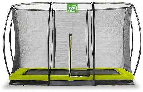EXIT Toys Silhouette Bodentrampolin - 244x366cm - Rechteckiges Gartentrampolin Outdoor für Kinder - Mit Sicherheitsnetz und Fußschutzsystem - Sicherer Einstieg - Gute Sprungkraft - Grün