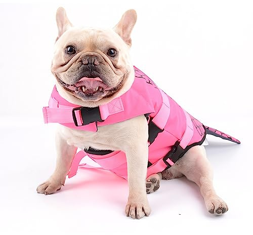 Hifrenchies Dog Life Jacket Mermaid Swimming Vest Dog Safety Swimsuit Floatation Life Vest for French Bulldog/Pug(M,Mermaid)