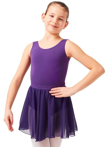 tanzmuster ® Ballettrock Mädchen Ballett - Eva - aus Chiffon - lockerluftiger Ballettrock zum Reinschlüpfen für Kinder, lila, Größe:104/110