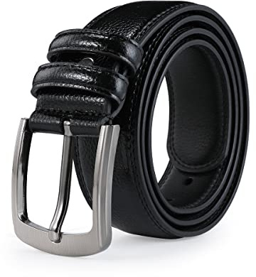 VRLEGEND Mens Belts Big and Tall 36-70 Men Leather Belt Casual Work Dress Belt,Black & Brown Colors (52-55 Waist, Black)
