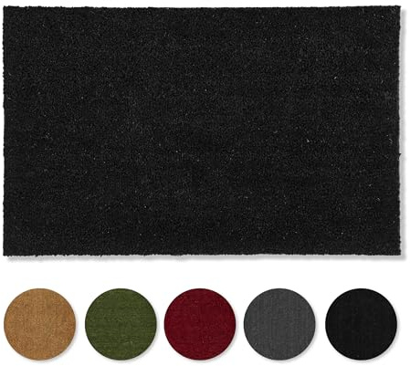 Carpido Halkfri kokosdörrmatta - antibakteriell dörrmatta för utomhusbruk täckt - hållbar naturfiber - 100% kokosnöt 90 x 122 cm svart