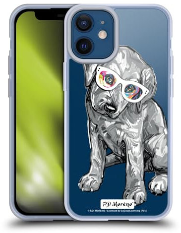 Head Case Designs Officially Licensed P.D. Moreno Labrador Retriever Black And White Dogs Gel Case [Military Grade Protection] Compatible with Apple iPhone 12 Mini and Compatible with MagSafe