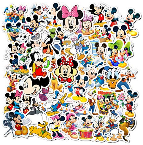 50 Stück Mickey Aufkleber Wasserflaschen Laptop Telefon Gitarre Skateboard Computer Auto Fahrrad Motorrad Mickey Maus Vinyl Stickers Wasserdicht Ästhetisch Aufkleber für Jugendliche Kinder Erwachsene