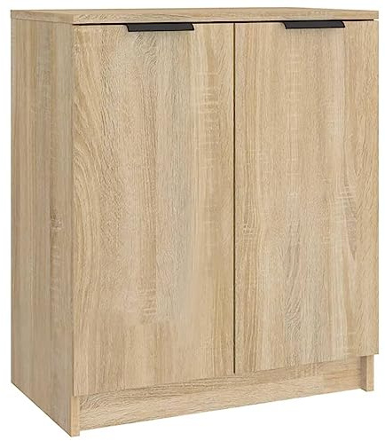 vidaXL Mueble Zapatero Armario Estantería Pasillo con Puertas Organizador Pared Adornos Jarrones Decoración Madera Contrachapada Color Roble