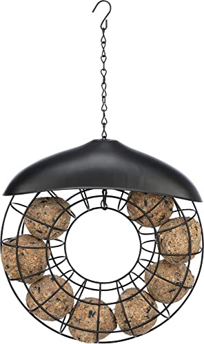 Trixie Mangiatoia per palline di grasso, tetto, rotonda, 8 palline di grasso, metallo, ø 24 × 8 cm, nero - 55427