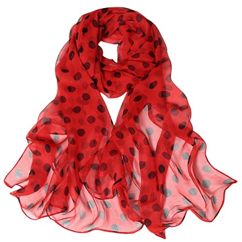 FAIRYGATE Red Scarf for Women Boho Polka Dot Printed Scarfs Fall Winter Fashion Shawl Ladies Scarves Lightweight Clearance A4819