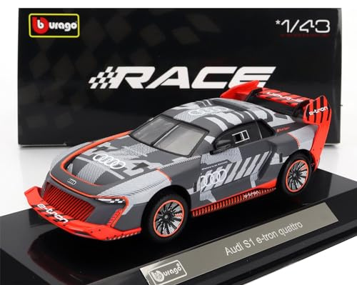 Bburago - Race - Audi S1 E-Tron Quattro Hoonitron - Auto in miniatura in scala 1:43 - in metallo robusto - Giocattolo per bambini - da collezionare a partire dai 14 anni