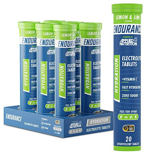 Applied Nutrition Endurance Hydration Electrolyte Tablets - 400mg Electrolytes per Serving – 120 Effervescent Tablets, Sugar Free, Low Calorie, Added Vitamin C Boost Performance – Lemon & Lime