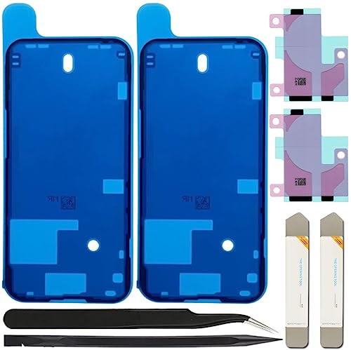 ZHUROUPU 7 st vattentät förskuren klistermärke kompatibel med iPhone 14 PRO, LCD-skärm klistermärke och självhäftande tejp för inre batterilim (6,1 tum/svart)