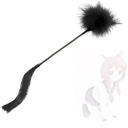 HUNTVE Sport Leather Feather Flogger Fusta con Borlas para Parejas Negro