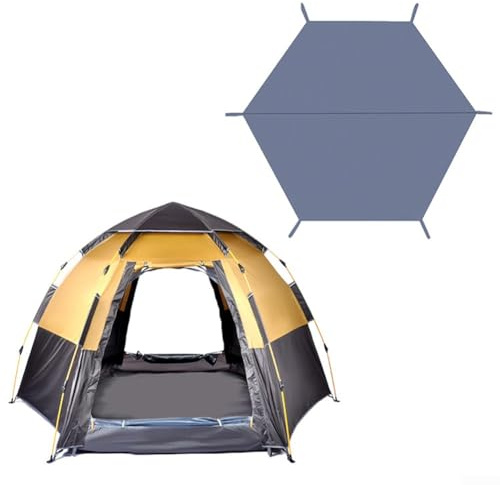 Hexagonal Tent Footprint,1-4 Person Ultralight Tent Tarp Ground Sheet Mat with 6 Tent Stakes for Camping Hiking Picnic Backpacking(240 * 210cm)