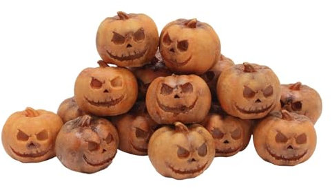 Zqkimzi Zucche di Halloween in miniatura, zucca in resina di Halloween - Statua ornamentale per bambole di zucca in resina,20 pezzi di zucca del sorriso in miniatura in resina modello di zucca