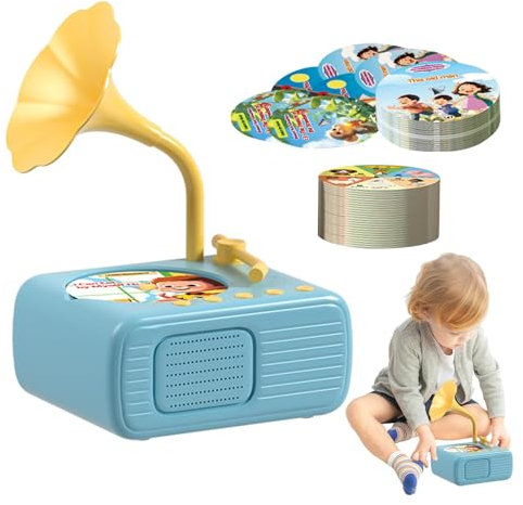 Jouets Gramophone pour tout-petits, Gramophone pour 96 cartes,Jouet de tourne-disque phonographe pour tout-petits - Lecteur de musique d'histoire de phonographe pour , jouet d'apprentissage interactif