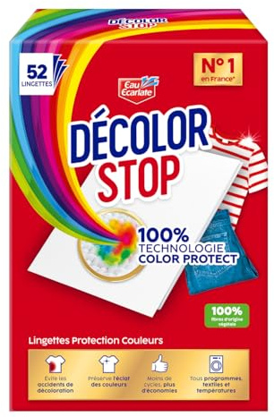 Decolor Stop, Lingettes protection couleurs, evite les accidents de decoloration, preserve l'eclat des couleurs, tous programmes textiles et temperatures x52 lingettes
