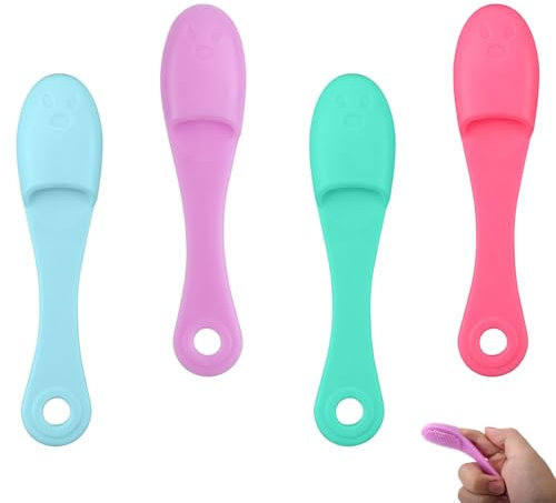 4 Stück Kinnbürsten für Katzen, Weiche Manuelle Gesichtsreinigungsbürsten aus Silikon Schrubber für Katzenkinn Hundezahnbürste mit Verbessertem Design für Hunde Katzenkinnreinigung Zahnpflege