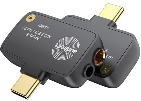 Audirect ATOM4 Amplificatore per cuffie decoder audio portatile da 3,5 mm a estremità singola e uscita bilanciata da 4,4 mm ad alta fedeltà del suono, leggero e portatile (interfaccia USB-C) (grigio)