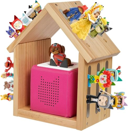 Gieanoo für Tonie Regal, Kompatibel mit toniesbox 1 und toniesbox 2 Hausform Tonie Aufbewahrung Regal für 20-24 Zeichen hölzerne Wand schwebende Regale für Mädchen und Jungen