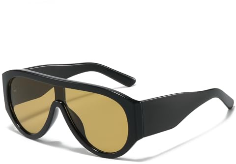 Long Keeper Lunettes de Soleil Pilote pour Femmes Hommes Rétro Années 70 Surdimensionnées Lunettes de Soleil Carrées Vintage Flat Top Lunettes Grande Protection UV400 (Brun Noir)
