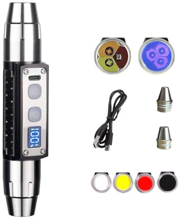 YZYOE Lampe de poche reconnaissance jade ultra lumineuse, lumière de détection minéraux pierre précieuse, Stylo lumière noire miroir noir UV amélioré 365nm, lumières blanches, jaunes, rouge.