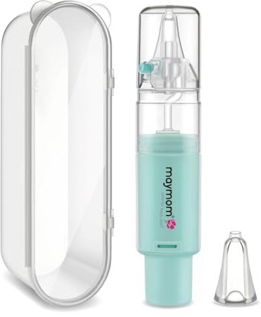 Maymom Manual Baby Nasal Aspirator – Nose Sucker for Newborns and Toddlers, 3 Adjustable Suction Levels, Soft Silicone Tip, One-Handed Use, Mucus Remover, Easy to Clean, Baby Congestion Relief