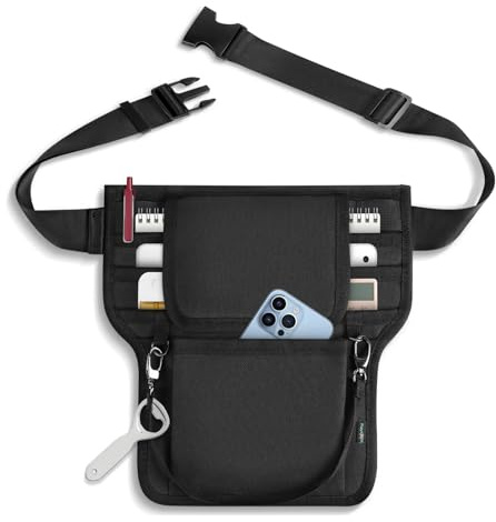 Playexen 8.27x9.8 inch Server Apron, Server Waist Pouch with Adjustable Belt, Nurse Fanny Pack Waitress Accessories Tool Bag for Restaurant, Cafe, Waiter, Waitress, Nurse (T-Shaped)