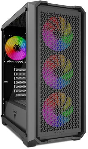 Caja PC Gaming ATX Yeyian Vault – Torre ATX, Panel Cristal Templado, 4 Ventiladores Incluidos, Soporte GPU 320 mm y Radiador 360 mm – Negro