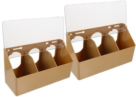 DIYEAH Comedero Colgante Multifuncional de Plástico Marrón para Pájaros Paquete de 2 Unidades y Fácil de Limpiar, Adecuado para Jaula de Aves