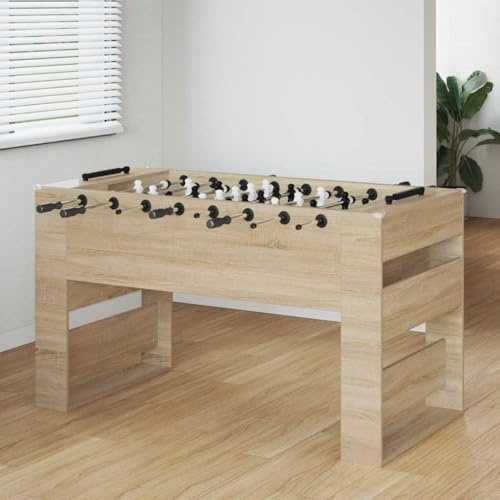 QUAHEAS Calciobalilla in rovere Sonoma, 146,5 x 74 x 85 cm, tavolo da gioco per interni, con manici antiscivolo, 8 aste da gioco, 22 personaggi, 4 palline, contatore per famiglia e sala hobby