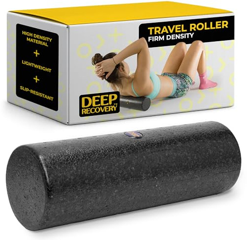 Deep Recovery Yoga Foam Roller for Physical Therapy & Exercise β Black Back Roller for Back Pain, Legs, and Shoulders, 12in x 4in Travel Size β Deep Tissue Massage for Myofascial Release
