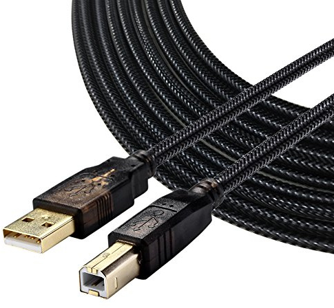 Bolongking Câble pour imprimante, USB 2.0 mâle A/mâle B compatible avec imprimantes, Canon, Lexmark, Epson, Dell, Xerox, et plus encore, (3m)