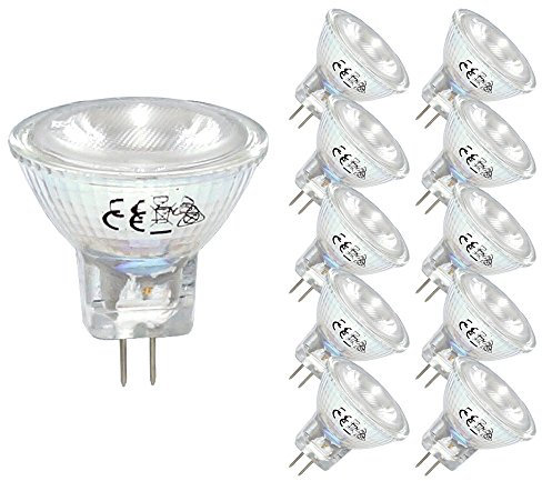 NCC-Licht 10 x LED Leuchtmittel Glas Reflektor MR11 2W = 20W GU4 12V 150lm warmweiß 3000K flood 30° (10 Stück)